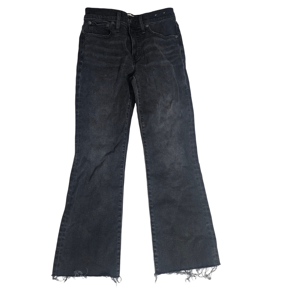 Madewell Mid-Rise Kick Out Jeans Faded Black Raw Hem Size 27